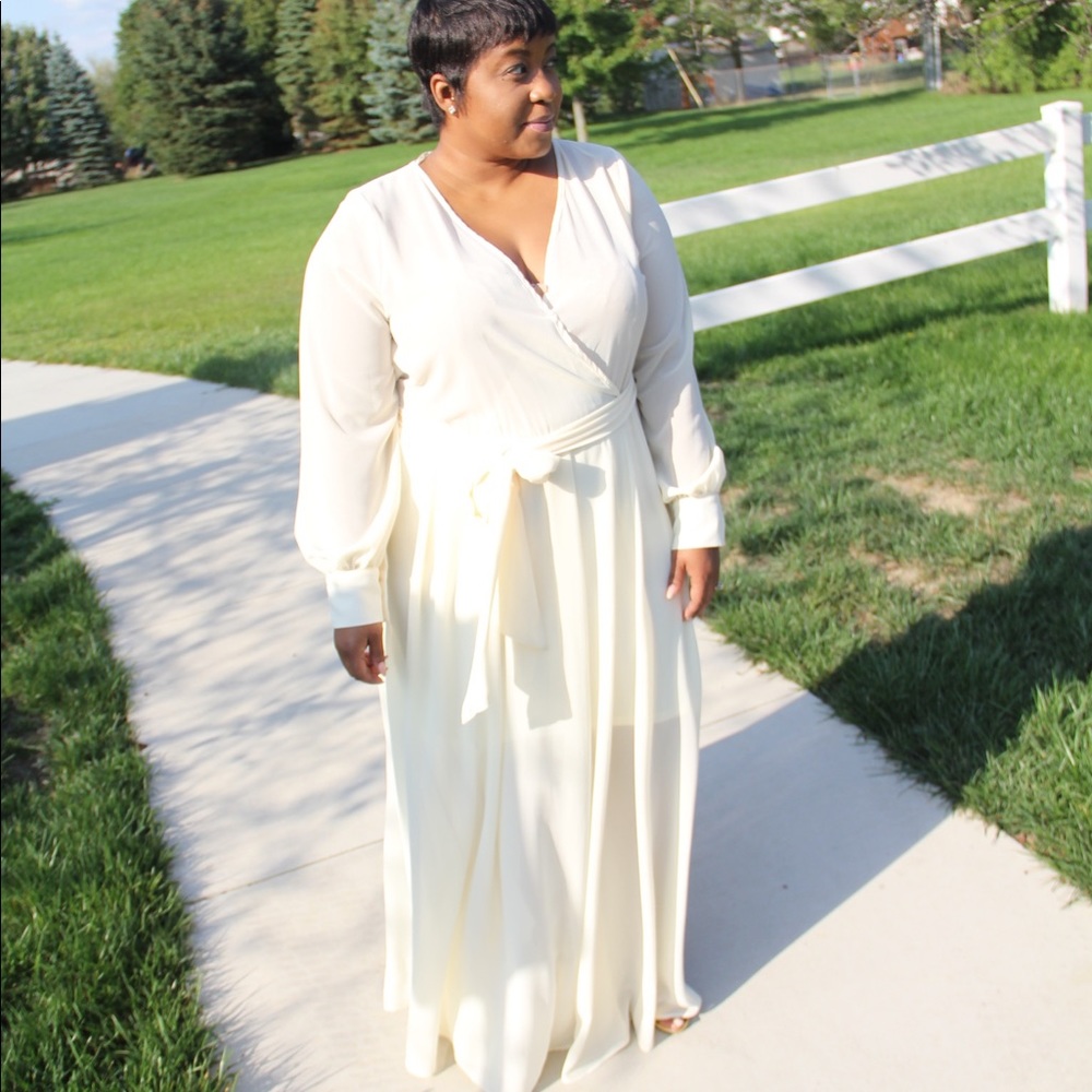 Long Sleeve Wrap Maxi Dress